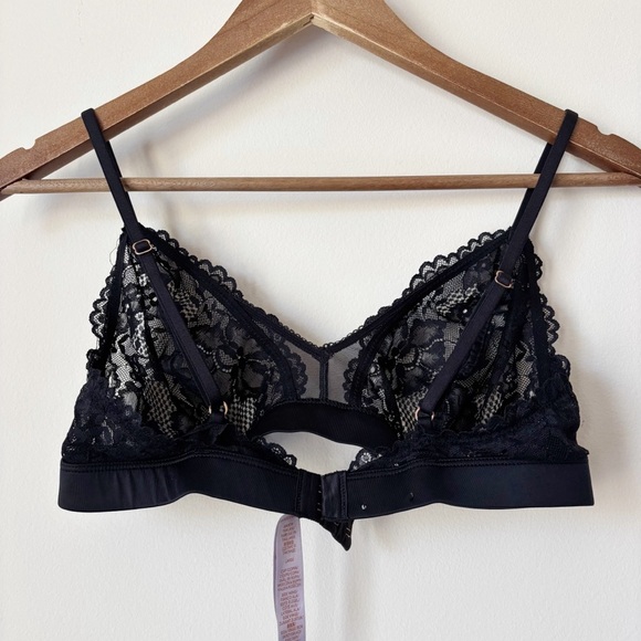 Savage X Fenty Floral Lace and Mesh Bralette Large Black Caviar - Picture 3 of 8
